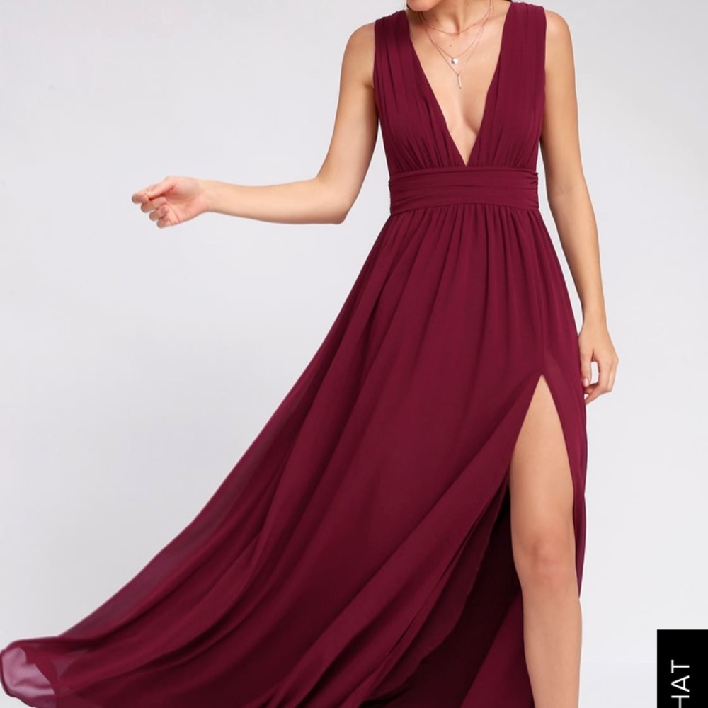Lulus Heavenly Hues Burgundy Maxi Dress
